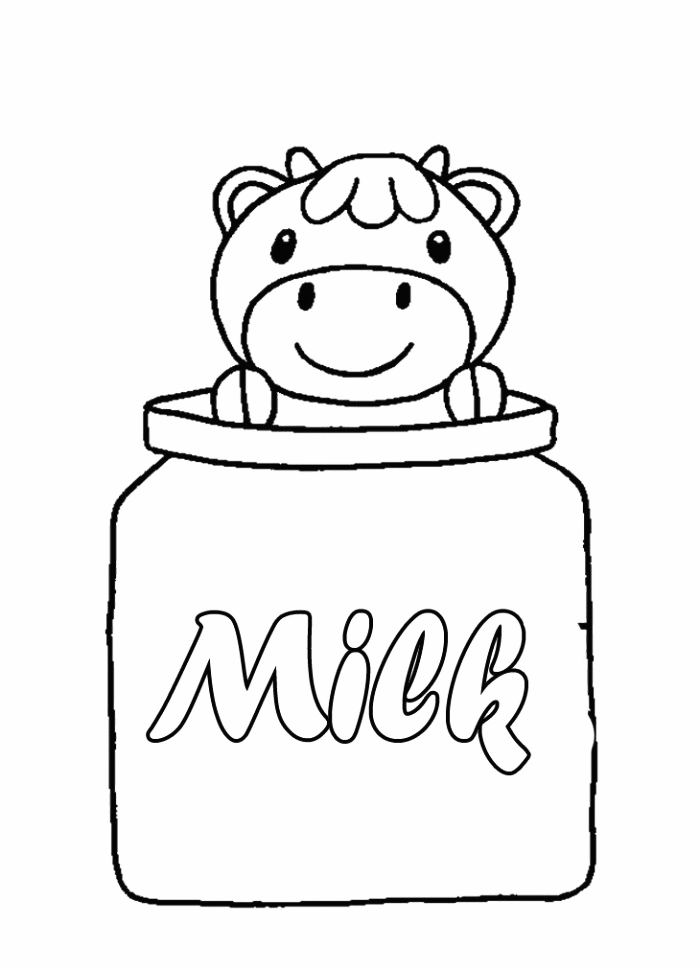 Kawaii Kitten with milk packet coloring page