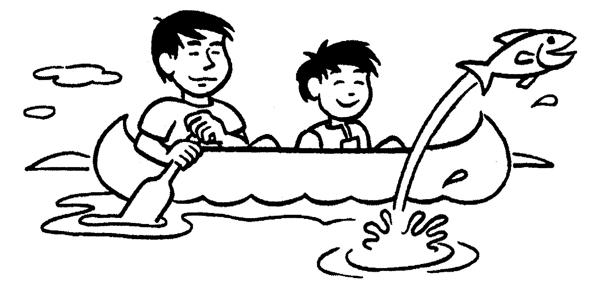Father And Son Rowing Boat Coloring Page