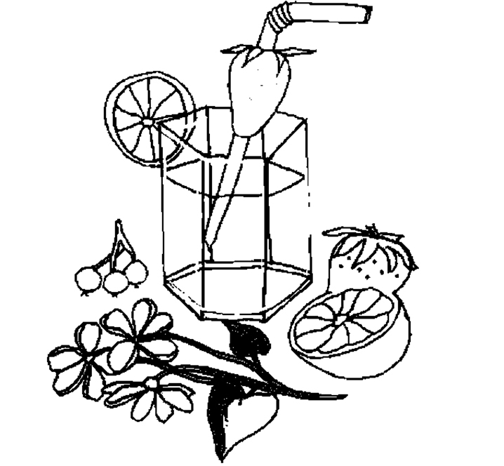 Glass Of Fruit Juice Coloring Page