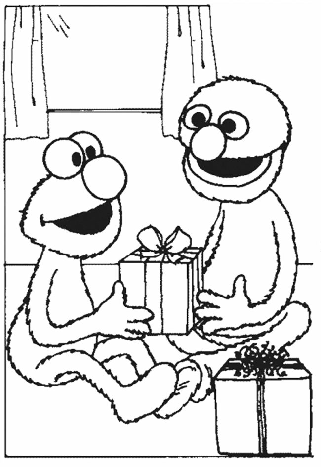 Grover And Elmo Christmas Coloring Page