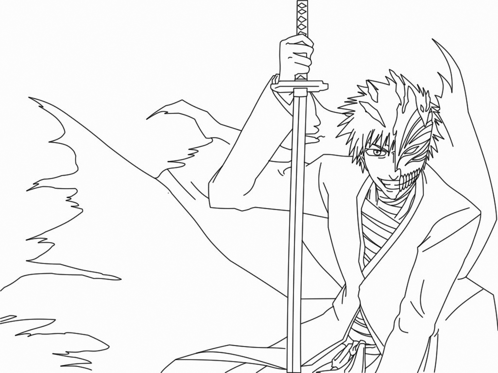 Half Hollow Ichigo Bleach Coloring Page