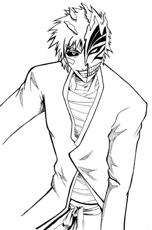 Half Hollow Ichigo Kurosaki Bleach Coloring Pages