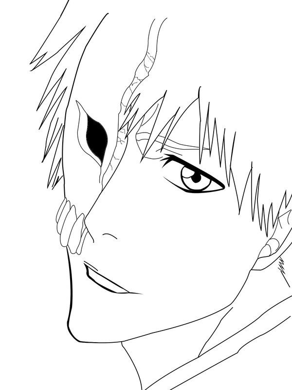 Half Holow Ichigo Bleach Coloring Pages