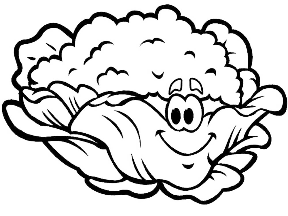 Happy Cauliflower Coloring Page