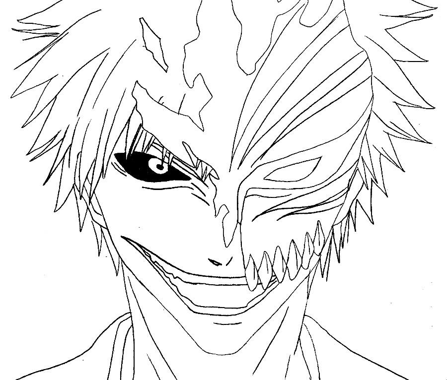 Hlf Hollow Ichigo Kurosaki Face Coloring Page