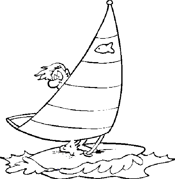 Man Windsurfing Coloring Page