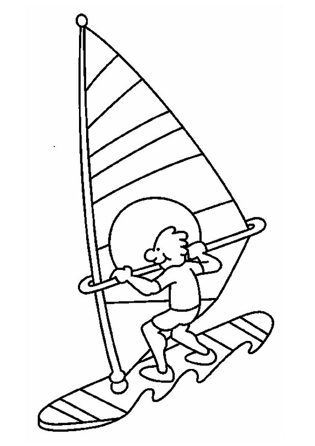 Man Windsurfing Coloring Page