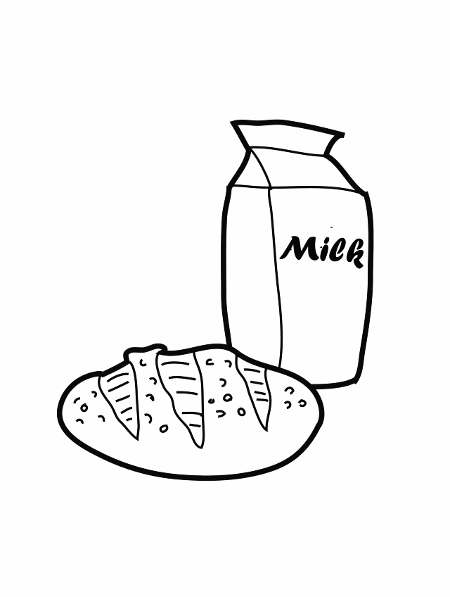 Milk And Bread Coloring Page