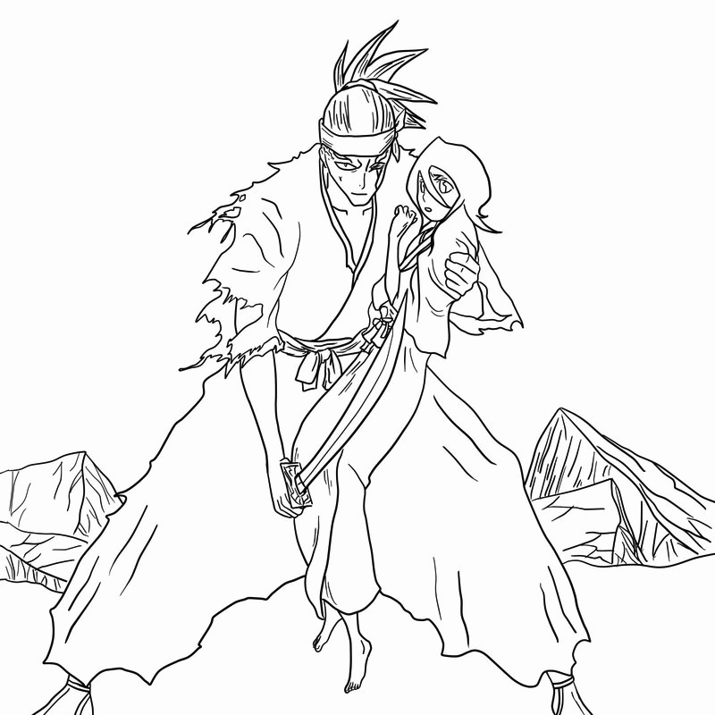 Renji And Rukia Bleach Coloring Page