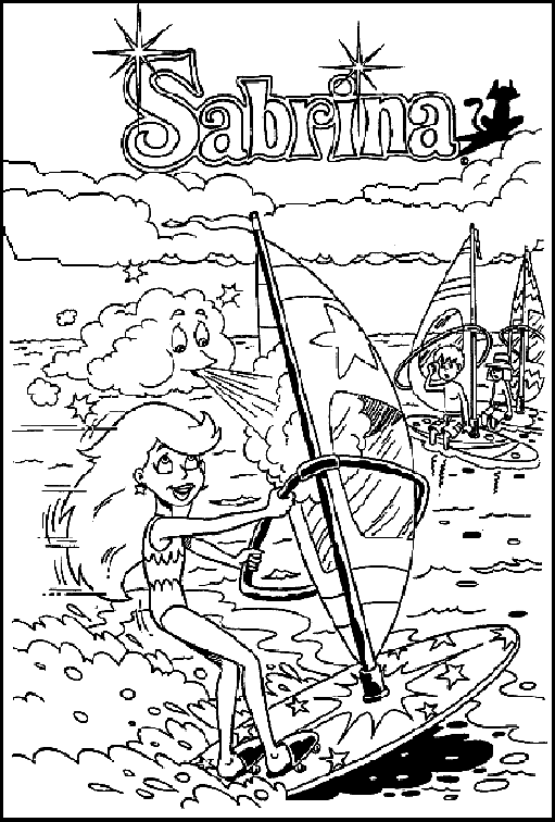 Sabrina Windsurfing Coloring Page