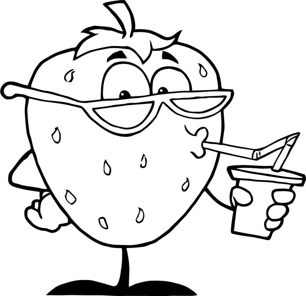 Strawberry Drinking Juice Coloring Page