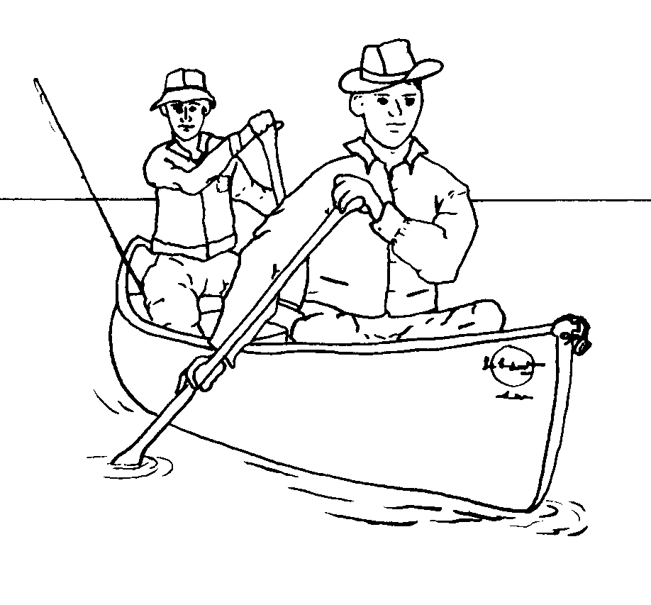 Two Men In A Fishing Boat Coloring Page