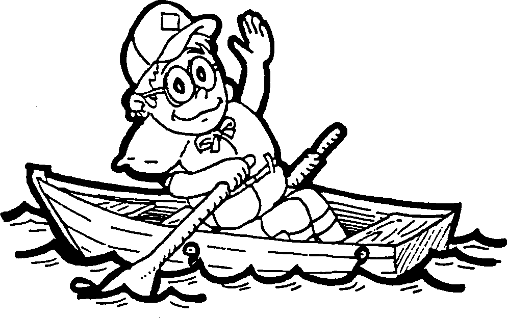 Young Scout In Row Boat Coloring Page