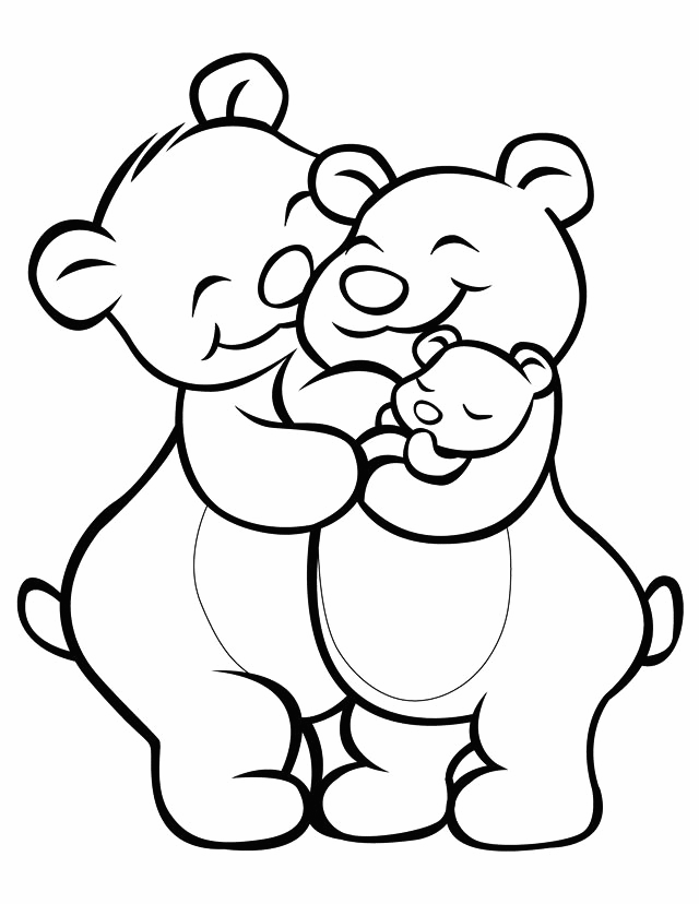 Bear Family Love Coloring Page
