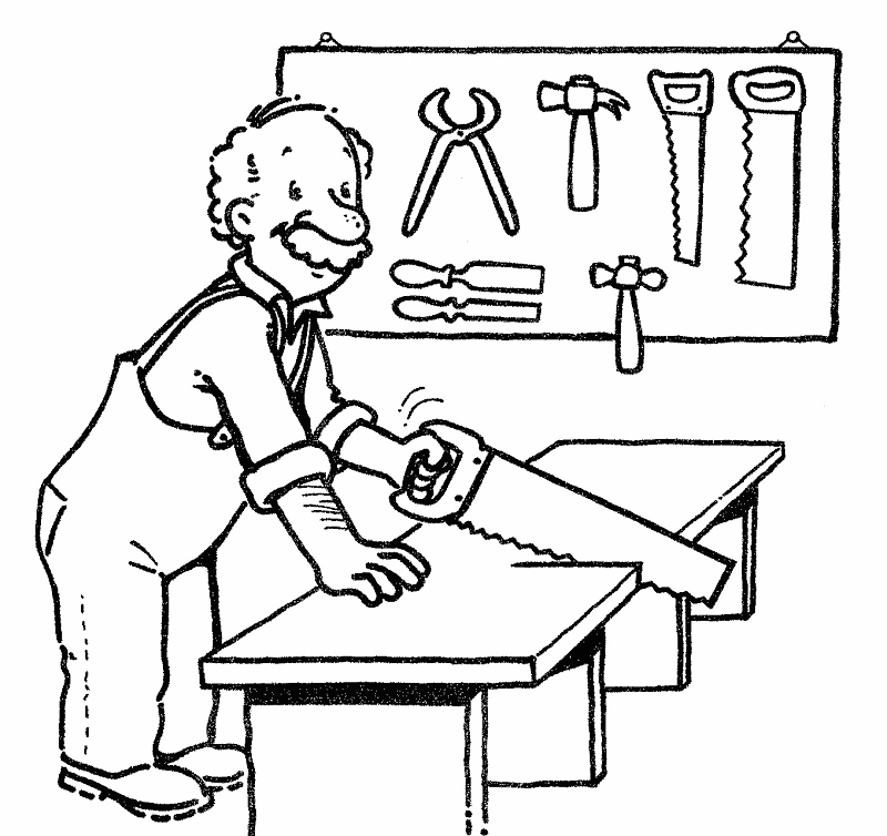 Carpenter Sawing Coloring Page