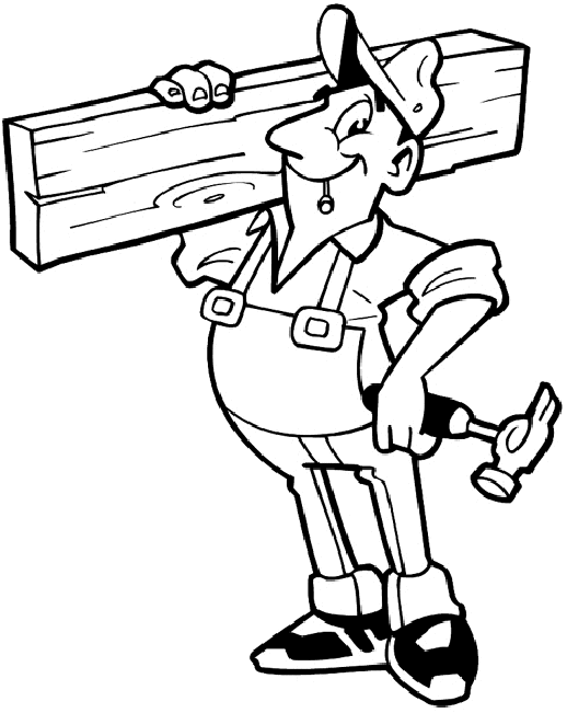 Cartoon Carpenter Coloring Page