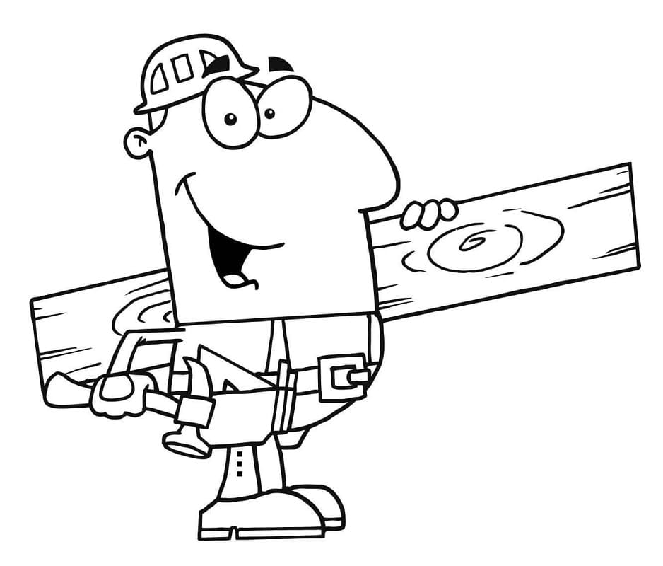 Cartoon Carpenter Printable Coloring Page