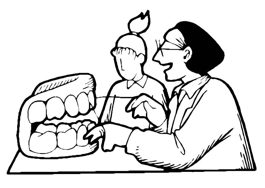 Dentist Teaching How To Floss Coloring Page