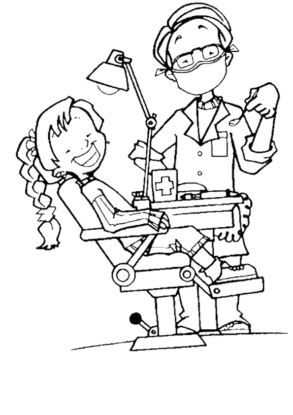 Dentist And Happy Girl Coloring Page