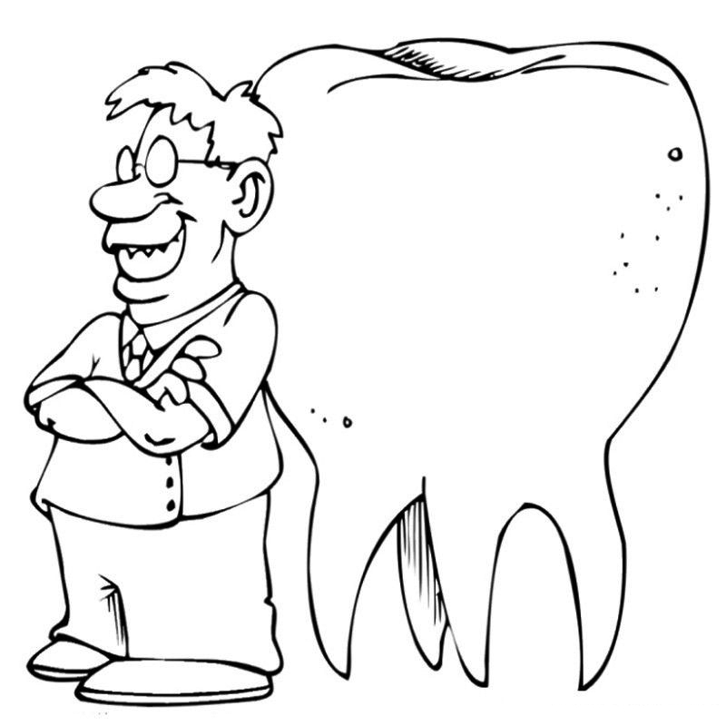 Dentist And Large Tooth Coloring Page