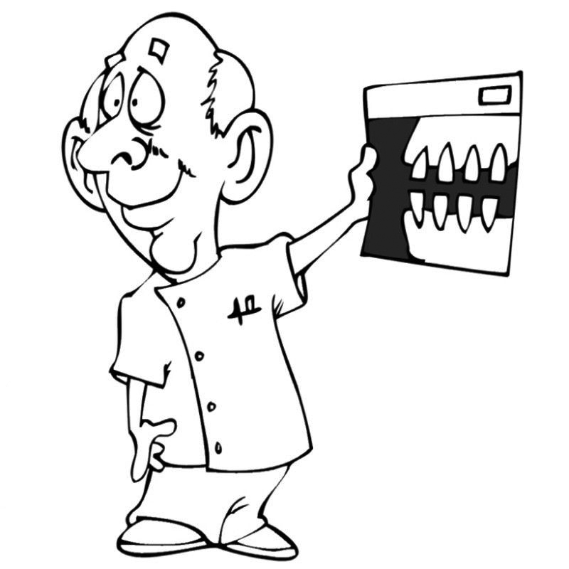 Dentist And Xray Coloring Page