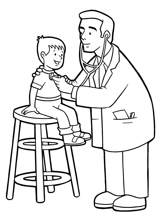 Doctor Examining Child Coloring Page