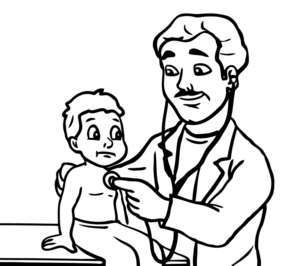 Doctor Listening To Boy Coloring Page
