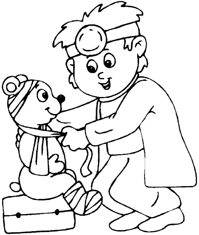 Doctor And Patient Bear Coloring Page