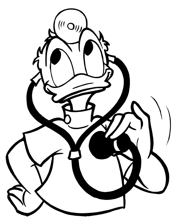 Donald Doctor Duck Coloring Page