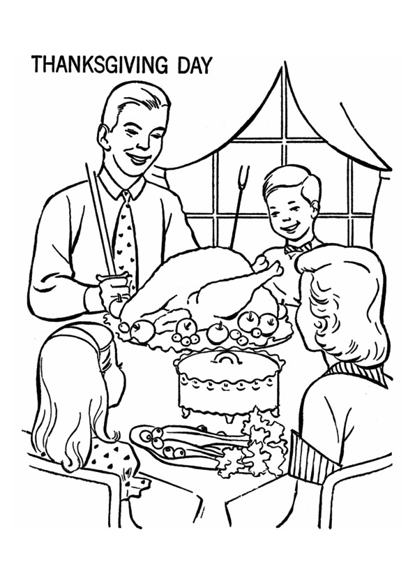 Family Thanksgiving Coloring Page