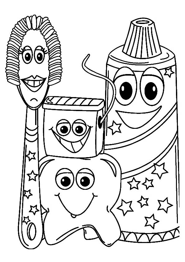 Funky Toothbrush Coloring Page