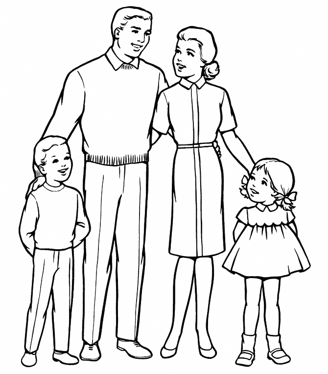 Happy Family Coloring Page