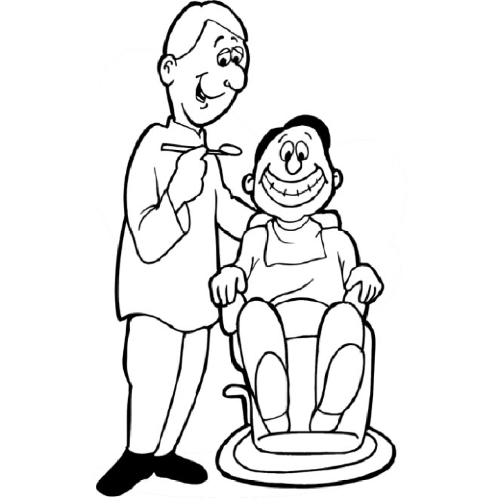 Happy Patient Dentist Coloring Page