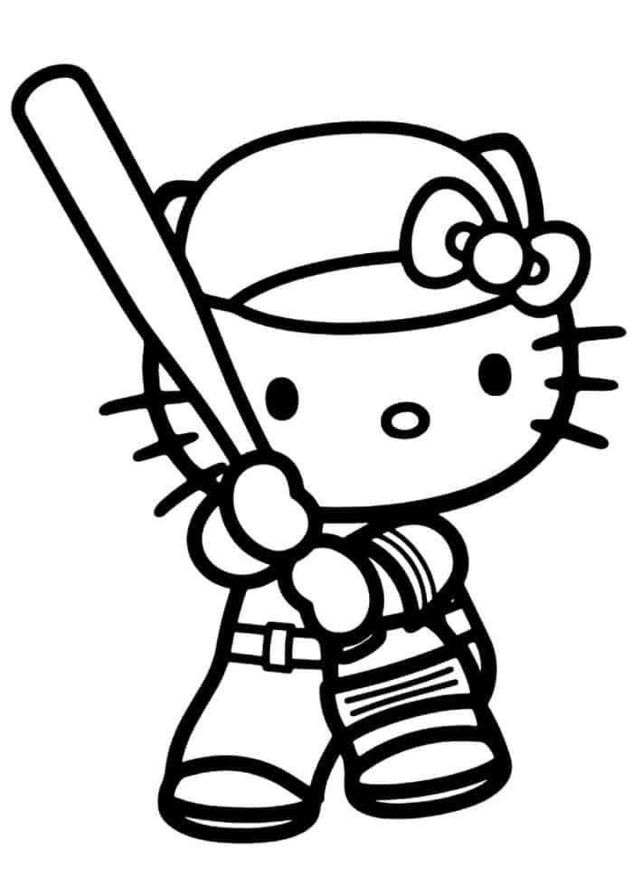 Hello Kitty Softball Coloring Page