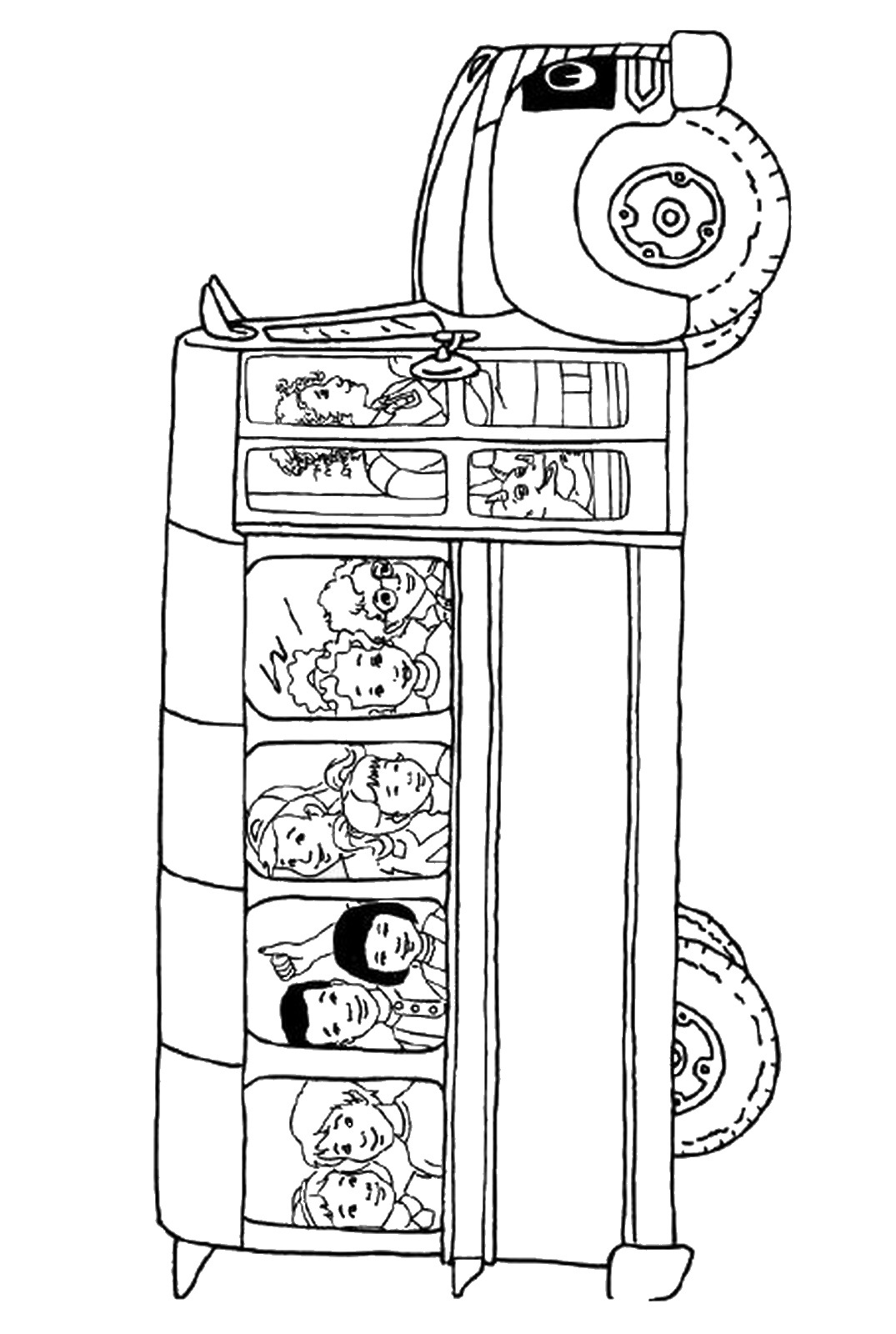 Kids On The Magic School Bus Coloring Page