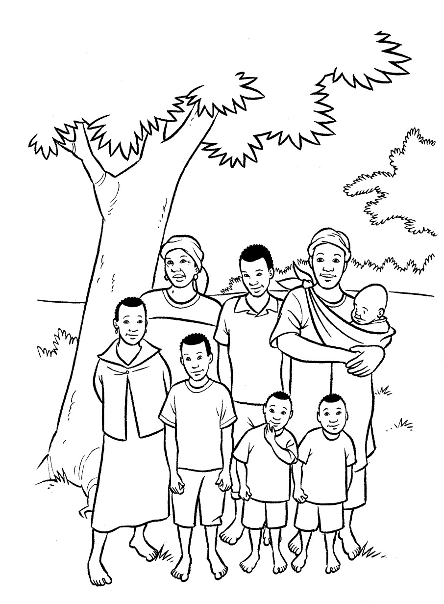Large Family Coloring Page