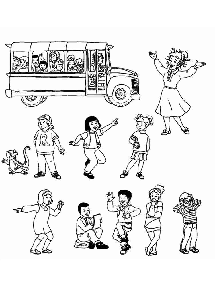Magic Schoolbus Characters Coloring Page