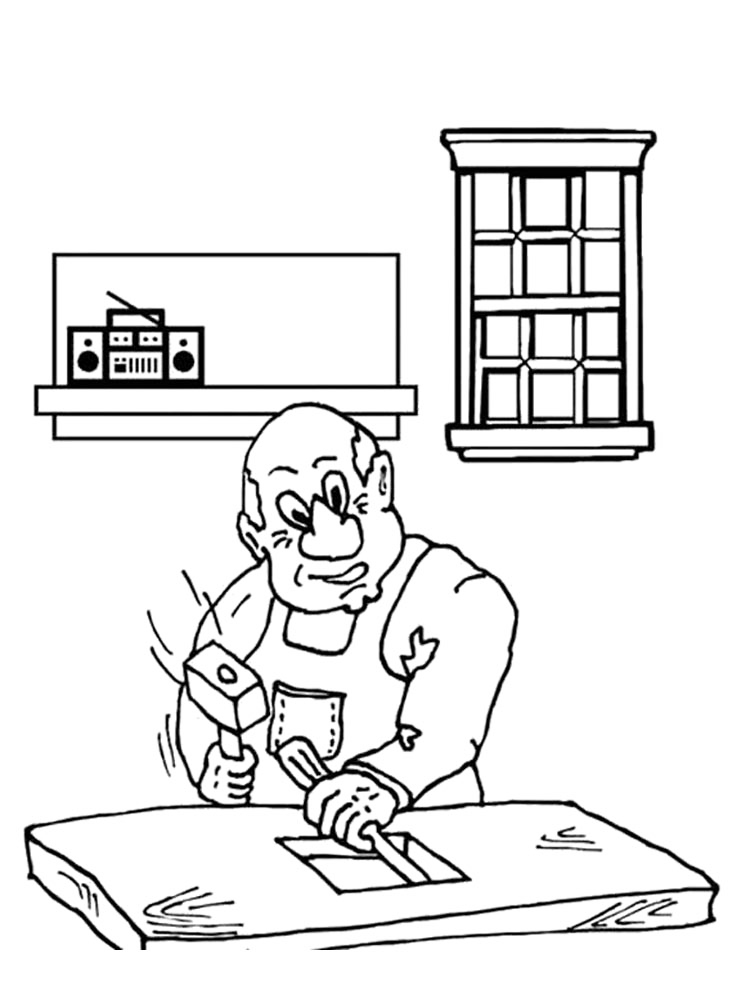 Man Carving Out Wood Coloring Page