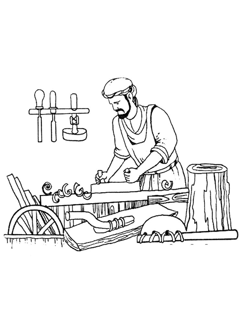 Man Wood Working Coloring Page