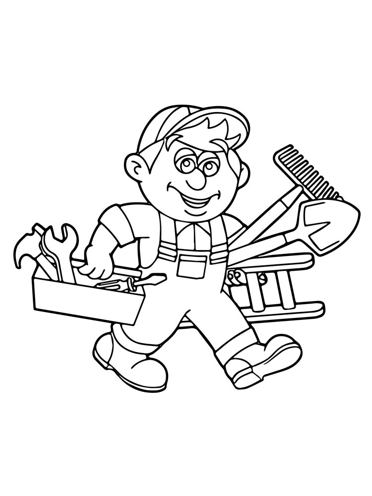 Man With Tools Coloring Page