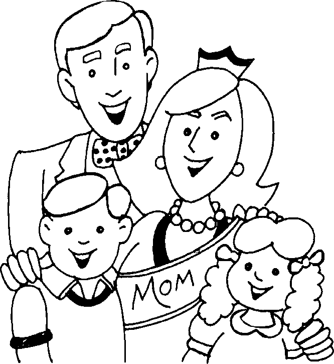 Mom And Family Coloring Page