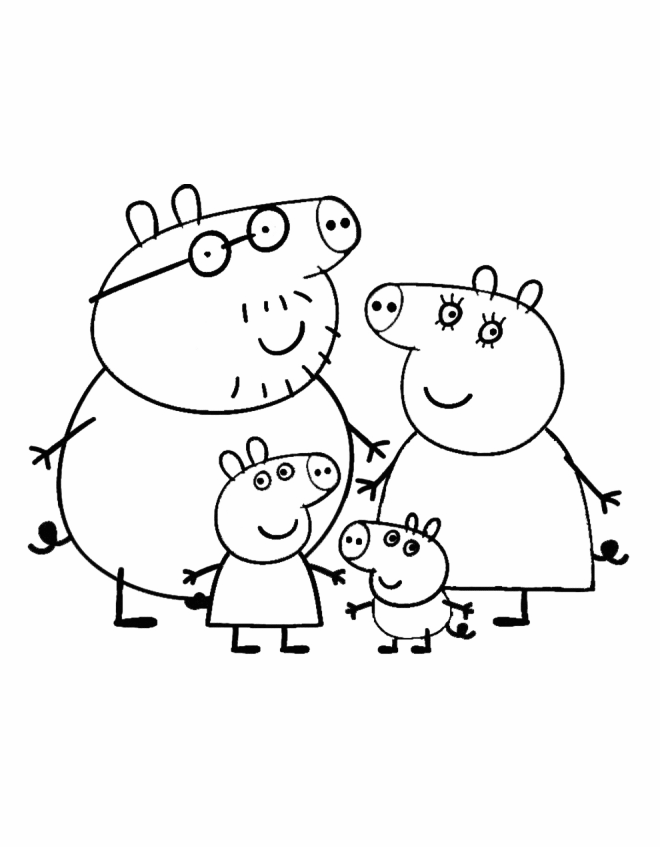 Peppa Pig Family Coloring Page