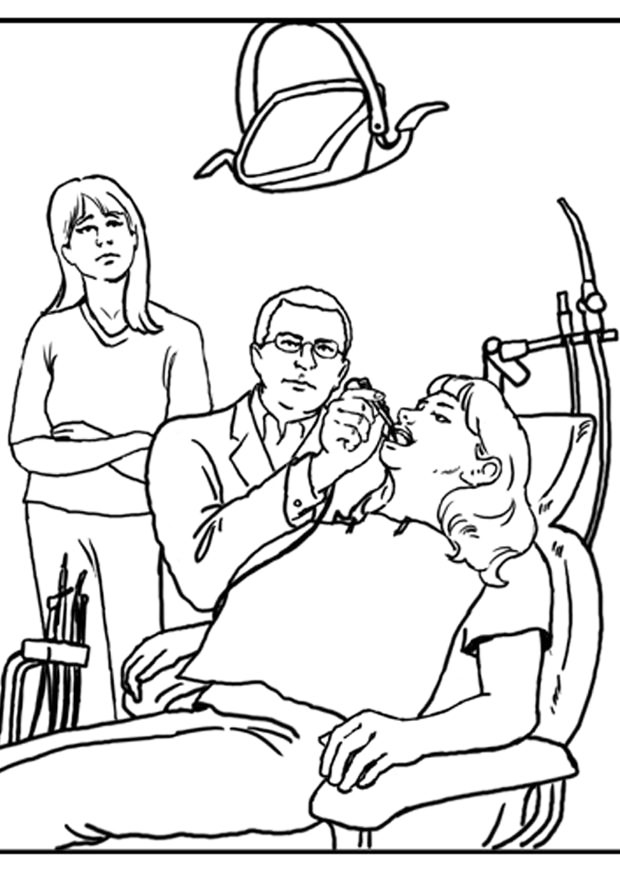 Realistic Dentist Coloring Page