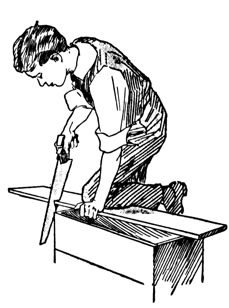 Realistic Man Sawing Coloring Page