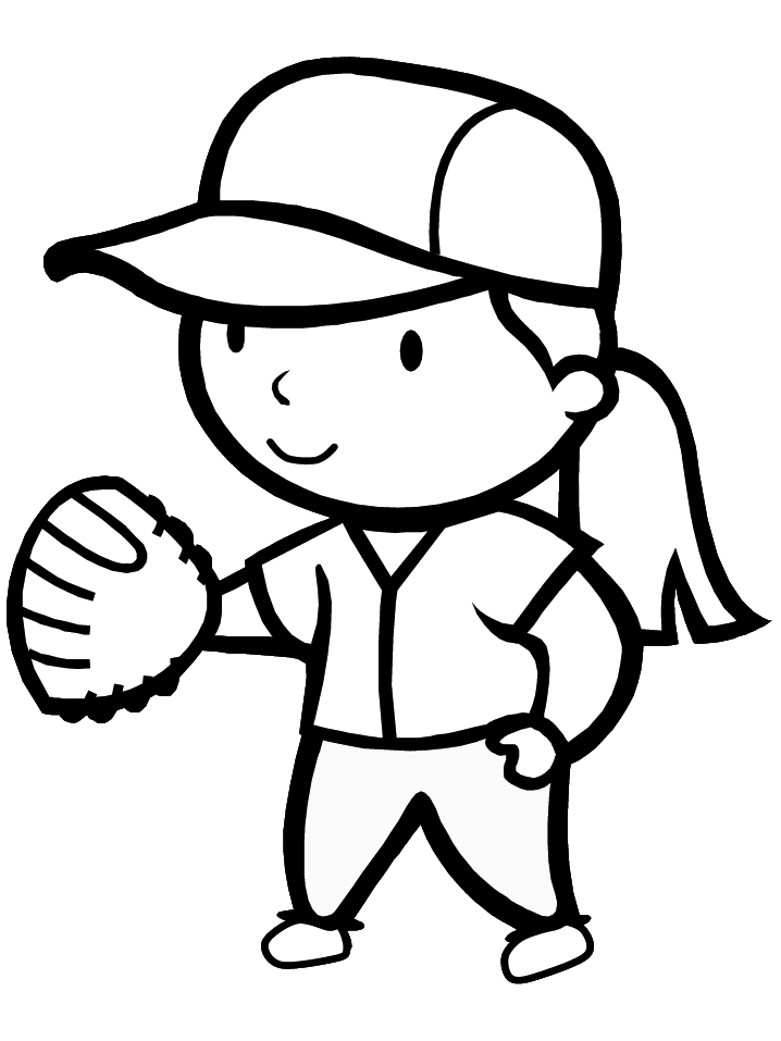 Softball Cartoon Coloring Page