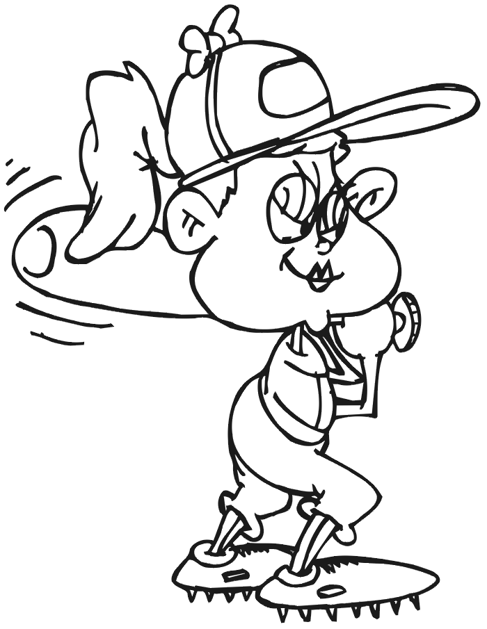 Softball Girl At Bat Coloring Page