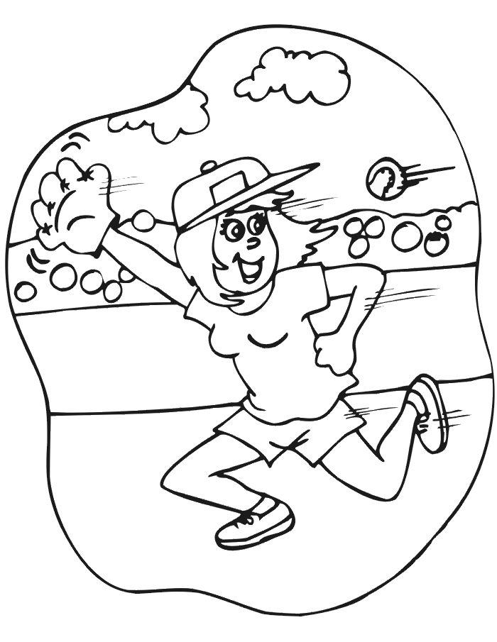 Softball Outfielder Coloring Page