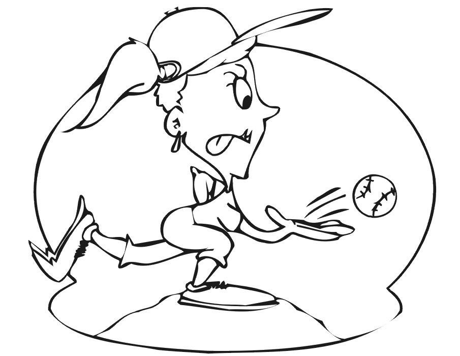 Softball Pitcher Coloring Page
