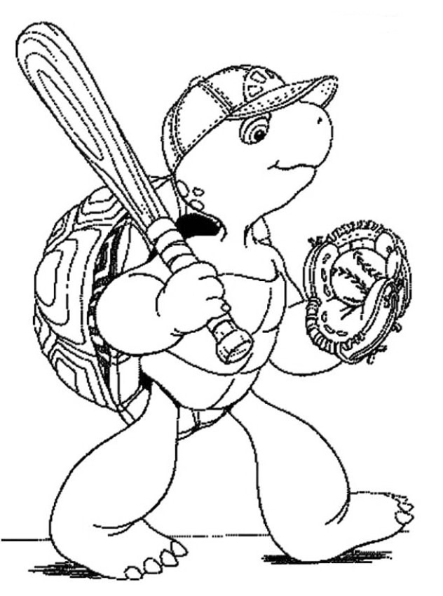 Softball Turtle Coloring Page
