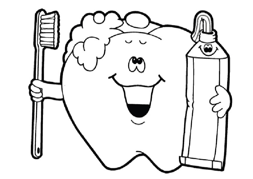 Tooth And Toothpaste Coloring Page